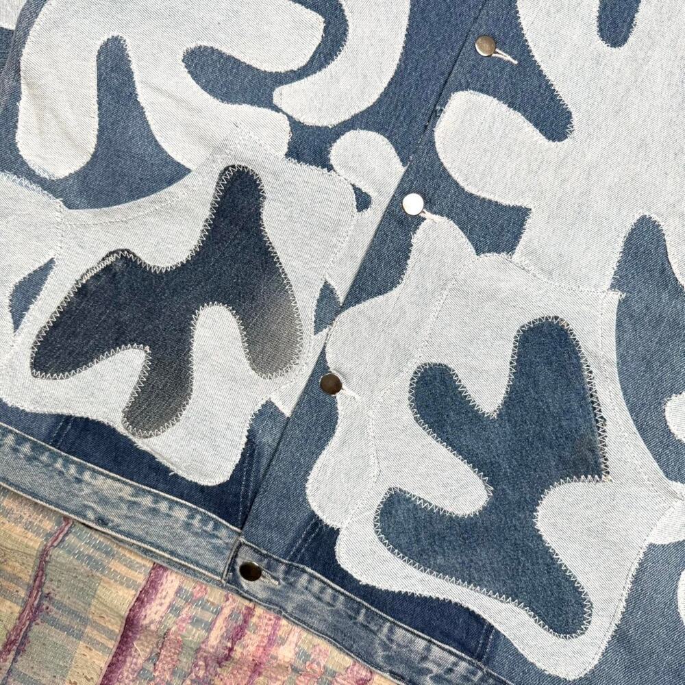 Custom upcycled patchwork denim jacket size XL One of one Jacket - Picture 4 of 8
